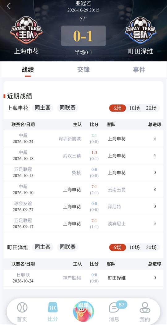红单助手近期战绩页面:同主客同联赛筛选与六场十场二十场切换